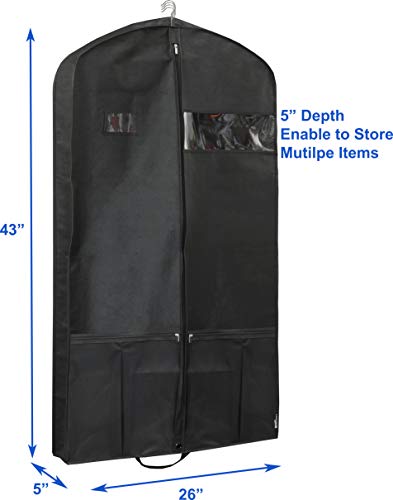 Simple Houseware 43-Inch Heavy Duty Garment Bag w/Pocket for Dresses, Coats