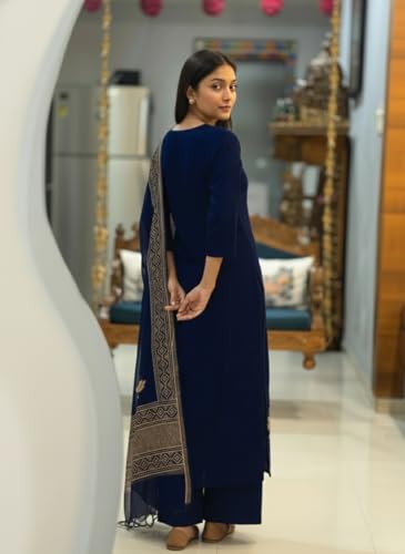 Image of ANNI Designer Women's Rayon Viscose Straight fit Printed Embroidered Kurta with Pant & Dupatta | Ethnic Kurta Set for Women | Daily, Office & Festive Traditional