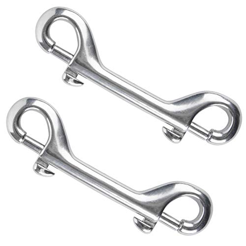 Faneta 316 Stainless Steel Double Ended Bolt Snap Hook, Marine Grade Double End Diving Clips, Heavy Duty Trigger Chain Clip Key Holder For Pet Feed Bucket Hammock Horse Tack (2-Pack) (115Mm Silver) #TOP6