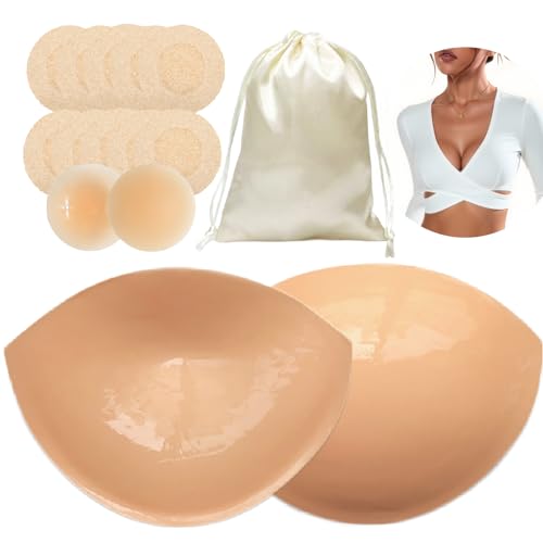 Majurphy Natural Push up Sticky Bra Insert Pads | Double Sided Adhesive Inserts | Stick on for Sports Bra Swimsuit