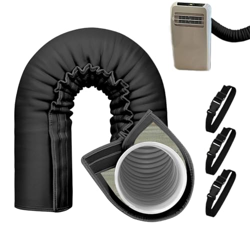 JIEBWCHA Manchon Isolant Pour Tuyau De Climatisation, Tissu Oxford Housse De Tuyau Isotherme Pour Climatiseurs Portables, Manchon DeTuyau D'échappement Pour Climatiseur Avec 3 Bandes Pour 12,7/15 Cm