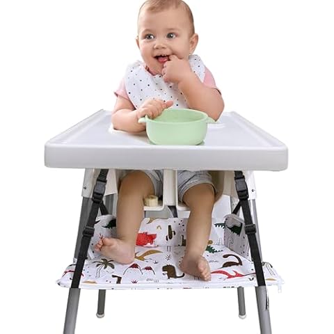Highchair Footrest for IKEA Antilop, Height Adjustable High Chair Foot Rest, Nylon Cushion Highchair Footrest with PP Board, Suitable Footstool with Rounded Corners Cover