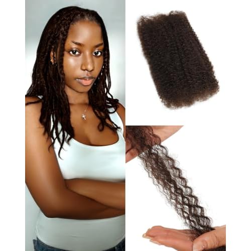 BEEOS Afro Kinkys Bulk Human Hair 50g for Twist #4 Chocolate Brown 16 Inch