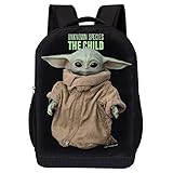 STAR WARS BLACK MANDALORIAN BACKPACK 18 INCH AIR MESH PADDED BAG (The Child Unknown Species)