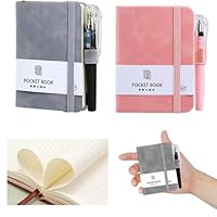 Lxtness 2 stück Notizbuch Klein Mit Stift, Hardcover A7 Notizblock Klein mit 200 Seiten, Mini Notizbuch mit Elastischem Verschlussband und Stifthalter mit Stift für Männer Frauen