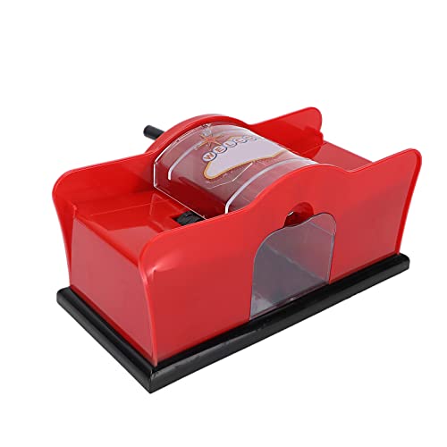 Dioche 1‑2 Deck Manual Card Shuffler for Blackjack, , Poker; Quiet, Easy to Use Manual Card Mixer, Hand Cranked, Casino Equipment Card Shuffling Machine for Playing Cards(red)