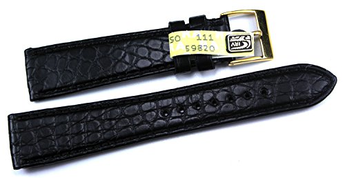 Bracelet croco véritable 19 mm noir en alligator de Louisiane parfait pour vos rendez-vous d'affaires