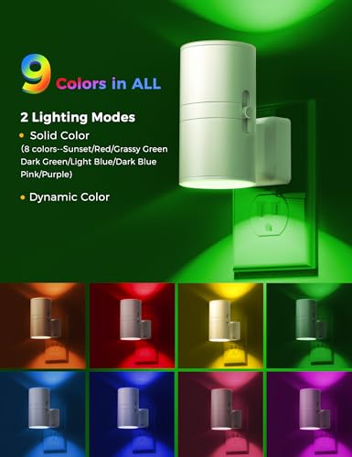 Image of L LOHAS LED Night Light, Night Lights Plug into Wall, Color Changing Nightlight RGB with Light Sensor, Home Decor for Gifts Holiday, Hallway Bedroom Kids Room, Christmas Halloween, 2 Pack