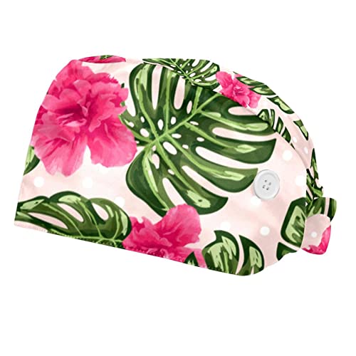 Couvre-chef palmier vert et fleurs rouges : la solution anti-transpiration