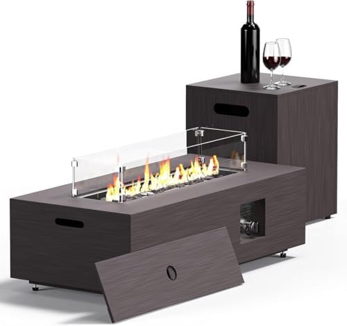 Jocoevol Fire Pit Table 50,000 BTU 42" Rectangular Propane Fire P...