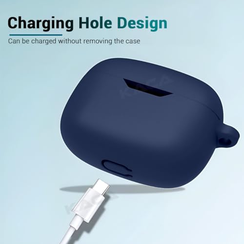 Image of LIRAMARK Silicone Cover Case with Carbiner Compatible with JBL Wave Beam /JBL Vibe Beam (Blue)