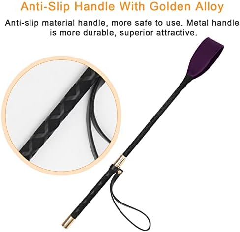 Coolrunner Riding Crop for Horse, 18 Inch Horse Whip with PU Leather Equestrianism Horse Crop Double Slapper Horse Whip Black Crops for Horses (Purple) — view 2
