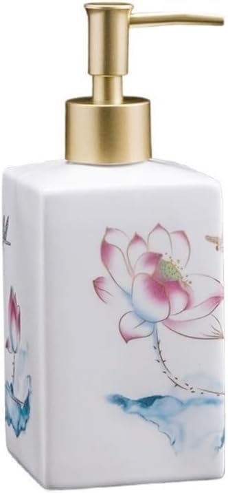 Soap Dispenser High Color Value Press Bottle Shampoo and Bath Gel Dispenser Bottle Press Type Bottle Empty Bottle Ceramic Lotion Bottle for Hotel Bathroom(Pink,Medium)