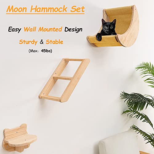 Cat Shelf For Wall Hammock Climbing Shelves And Perches-Cat Wall Shelves And Hammock Set With Wall Cat Steps Bundle #TOP1