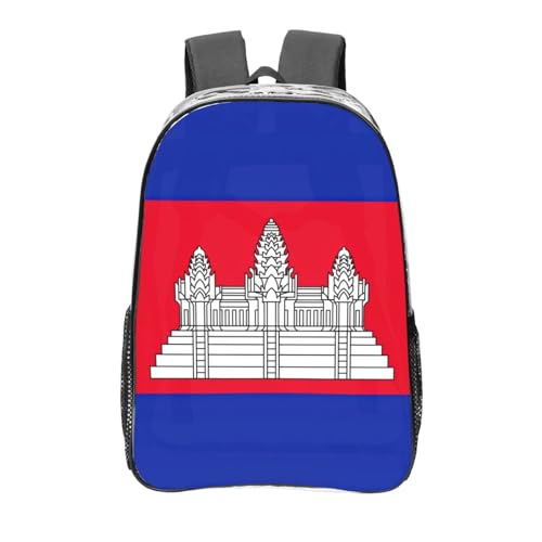 Sac à dos transparent avec drapeau Cambodge noir taille unique pour sport et travail