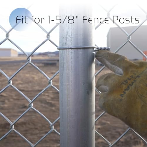 100 Pcs 11 Gauge Galvanized Steel Fence Ties fit for 1 5/8\" Fence Posts, T-Post Metal Fence Wire, Convenient Fast Chain Link Fence Wire Ties