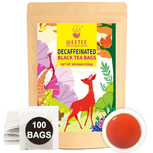 WT WEETEE Decaf Black Tea Bags 100ct, CO2-Decaffeinated, Pure, No Flavoring