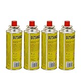 Starlet24 4X MSF-1a Butan Gas-Kartusche 227g für Gaskocher, Campingkocher, Heizung, Unkrautbrenner, Bunsenbrenner – geeignet für tragbare Gasgeräte, Lange Betriebsdauer, Sicherheitsventil