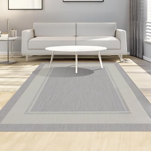 homeart Area Rugs – Durable, Stain-Resistant, Vibrant Geometric Design Carpets – Easy-Clean Rugs for Living Room, Kitchen, Entryway, or Bedroom – Rectangular - Grey Cream - 200x290 cm