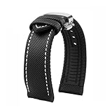 PNESHGTT Compatibile con Citizen Tudor Series 11 colori unisex cinturino in nylon e gomma inferiore 20 mm 22 23 impermeabile(Black white-silver,24mm-width)