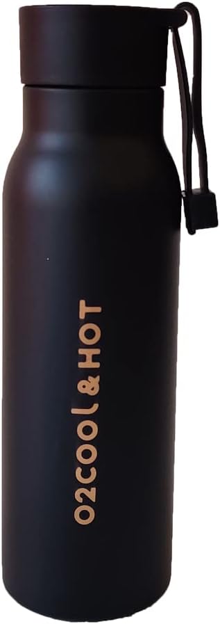 AEIR O2 Cool & Hot Flask Double Wall Vacuum Insulated Stainless Steel Flask Travel Bottle 330 ml - 12 Hours Hot and Cold (Black)