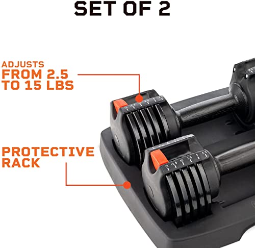 Lifepro 15Lb Adjustable Free Weights Dumbbell Sets With Rack - Adjustable Weights Dumbells For Strength Training, Adjustable Dumbbells Set Of 2 For Muscle Building - Hand Weights Set For Home Gym #TOP1