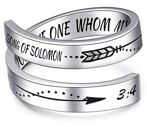 XOYOYZU Thumb Ring Inspirational Jewelry Stainless Steel Rings for Teen Girls Women Adjustable Personality Encouragement Gift for Her, enamel, stainless steel