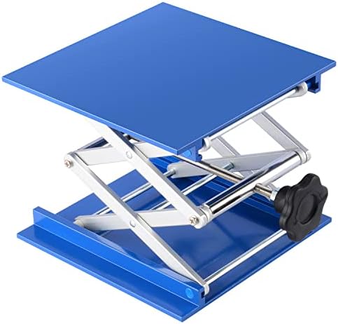 Labasics Lab Jack, 200x200 mm Anodized Aluminum Laboratory Support Lift Table Top Deck Scissor Stand Platform with 15 KG Support Weight, 70 to 320 mm Lift Range