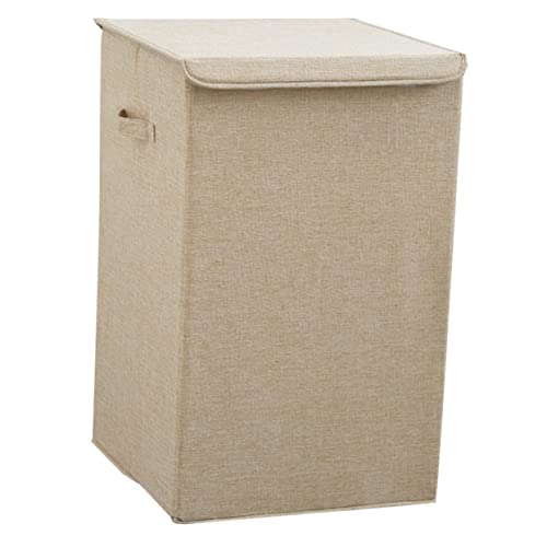 Panier à linge en tissu Hemobllo beige avec couvercle rabattable - 2
