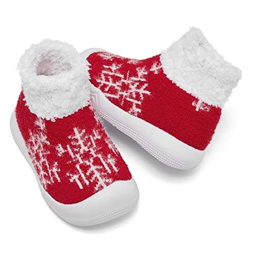 Christmas Baby Shoes Girls Boys Warm Baby Winter Shoes Cozy Fleece Booties Fuzzy Sock Shoes With Soft Rubber Sole Infant Sneaker Toddler Slipper #TOP7