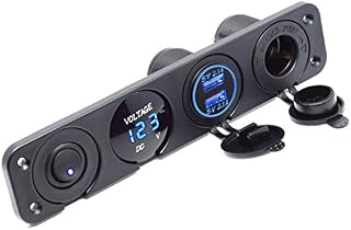 Cllena Dual USB Socket Charger 2.1A&2.1A + LED Voltmeter + 12V Power Outlet