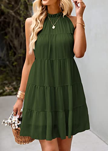 Image of KIRUNDO Summer Sundresses for Women Halter Dress Babydoll
