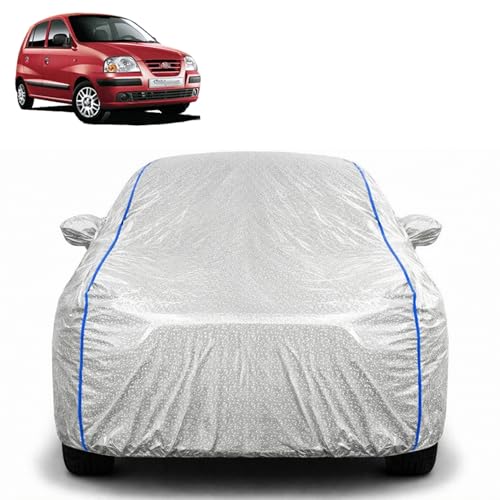Image of Waterproof Car Cover for Hyundai Santro Xing | All Weather Protection | UV Resistant & Dustproof | Soft Cotton Lining to Prevent Scratches | Triple Stitched with Mirror Pockets & Elastic Hem