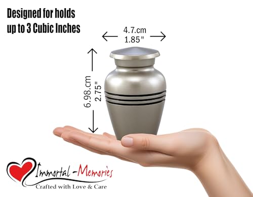 Immortal-Memories Serenity Keepsake Urn for Ashes - Miniature Urns - Mini Jar - Pet Urn - Token Urn with Velvet Bag (Pewter)