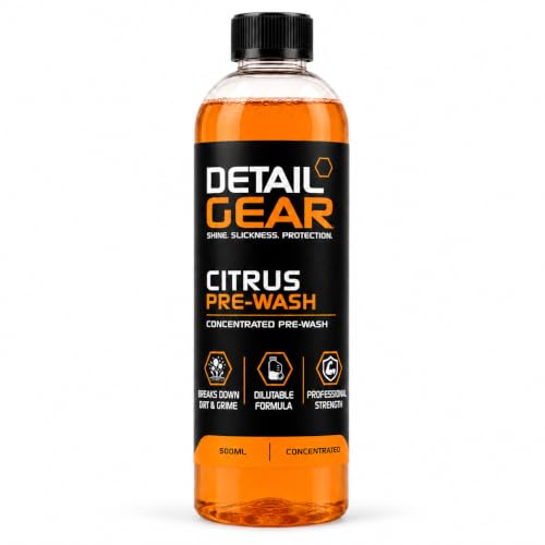 Image of DETAIL GEAR Concentrated Citrus Pre Wash 1L – Powerful Pre Wash - Cuts Through Dirt, Bugs & Road Grime –Safe on All Surfaces - Powerful Degreaser for Paint, Plastic & Wheels