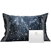 FELYSIK Galaxy Constellation Print Silk Pillowcase for Hair and Skin - Standard 20"x26", 22 Momme...