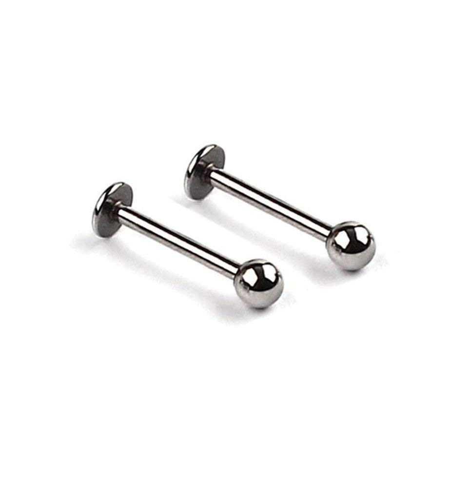 Gozby WellPoint 2 Pieces Silver Lip Ring Set | Black Spike Stud Body Piercing Jewelry for Men, Women, Boys & Girls | Stainless Steel Fashion Nose, Ear & Lip Accessories 1
