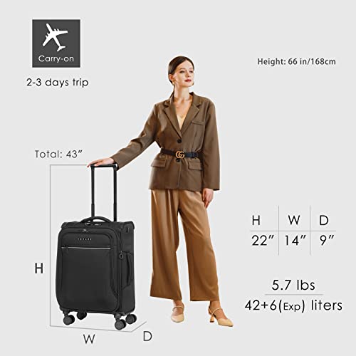 Verage Toledo Carry On Luggage Softside Expandable Suitcase With Spinner Wheel (20-Inch, Black) #TOP6