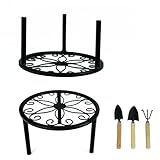 ORIEMALM 2-Pack Metal Plant Stands for Outdoor Indoor, Anti-Rust Iron Flower Pot Stand, Heavy Duty Plant Pot Shelf for Multiple Plant, Decoration Racks for Home, Patio & Garden