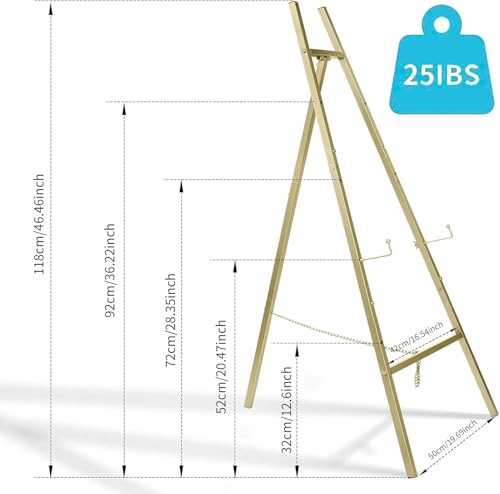 Gold Easel Stand For Sign,Heavy Duty Easel - 4 Tier Adjustable Height Gold Easel Display Easel Stand For Wedding Sign,Paintings,Posters,Welcome Signs,Pictures,With Chain Heavy Duty Metal Display Easel by keyunchengbao - Image 4