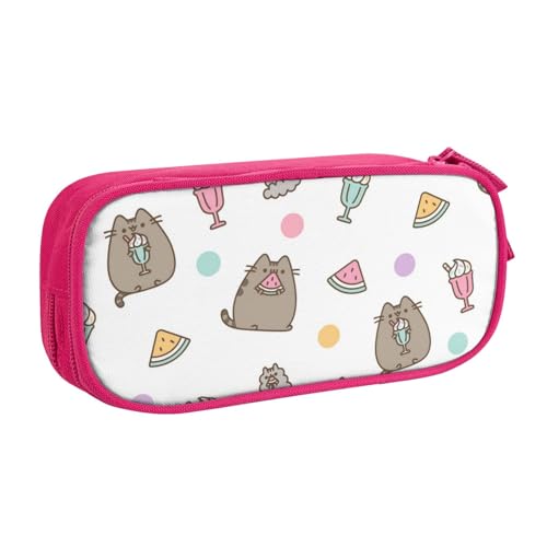 猫の柄ペンケース 筆箱 文具ケース おしゃれ 筆袋 鉛筆ケース 鉛筆のサック 中高校生 軽量 収納バッグ 学生 子供 誕生日 入学ギフト 大容量 ダブルレイヤーPink