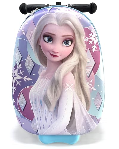 Fast Forward Frozen Scooter Suitcase for Kids – 18” Lightweight Disney Frozen Luggage for Girls – (Luggage 11lbs and Scooter 100lbs) (Frozen)2