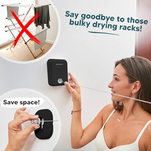 GorillaLine - Retractable Clothesline Indoor Outdoor Clothes Line - Heavy Duty Clothes Drying Laundry Line - Wall Mounted Drying Rack - Air Dry Clothing