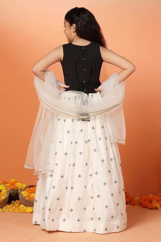 Image of Fashion Dream Girls Silk Blend Readymade Embroidered 3 Piece Lehenga Choli Set|Lehenga Choli,Ethnic Wear|Lehenga for Kids|Lehenga Set