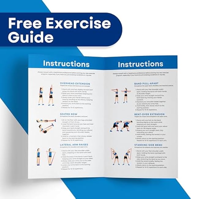 RMS Resistance Bands with Instruction Guide & Carry Bag - Latex Free Exercise Band for Working Out, Physical Therapy, Rehab, Stretch, Yoga & Pilates, Set of 3