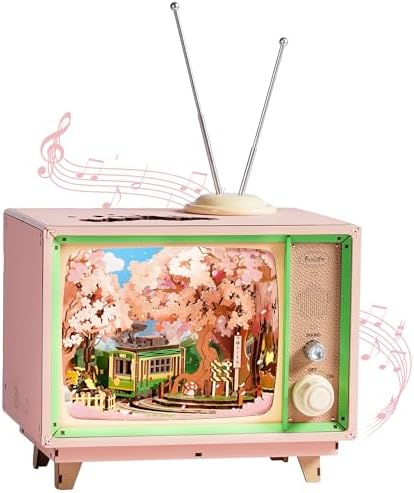 Rolife Cherry Blossom 3D Puzzle für Erwachsene mit Licht Anime Sakura Tram | 283-teiliges Holzbausatz, 3D Puzzle Blume Ohne Klebstoff, Japanisch Buchstütze Basteln als Haus Dekorat