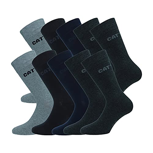 CAT 10 paires de chaussettes pour hommes Chaussettes courtes Caterpillar en coton doux, Hauteur sous les genoux (Assorti, 39-42)