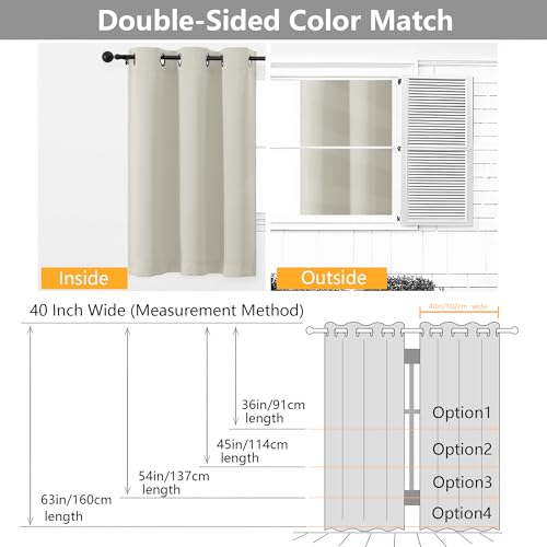 Image of Simplebrand Natural Short Cafe Curtains 36 Inch Length 2 Panels Set, Half Window Grommet Privacy Drape Tiers for Kitchen, Thermal Insulated Room Darkening Curtains for Bathroom Shades, W40 x L36