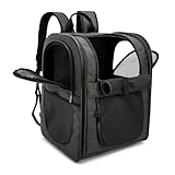 ペットリュック ペットキャリー リュック キャリーバッグ - 大型サイズ 航空機対応 犬猫兼用 防脱設計 保冷可能 - 肩ベルトクッション付き 旅行 通院 散歩 多機能 コンパクト収納 - 通常サイズ 44.5x33x7cm - ブラック