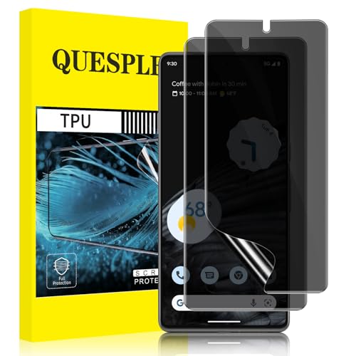 QUESPLE 2 Pack for Google Pixel 7 Pro TPU Privacy Screen Protector [Not Glass] True 28 Anti-Spy Support Fingerprint Unlock High Sensitivity Case Friendly